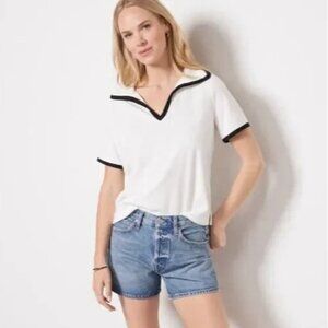Evereve M White Luci Terry Polo Top